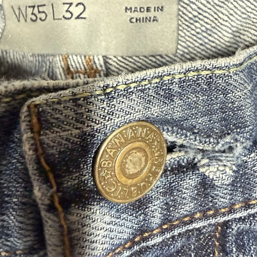 Banana Republic BOOTCUT Jeans Mens 35x32 Medium Wash Distressed‎ Faded Y2K